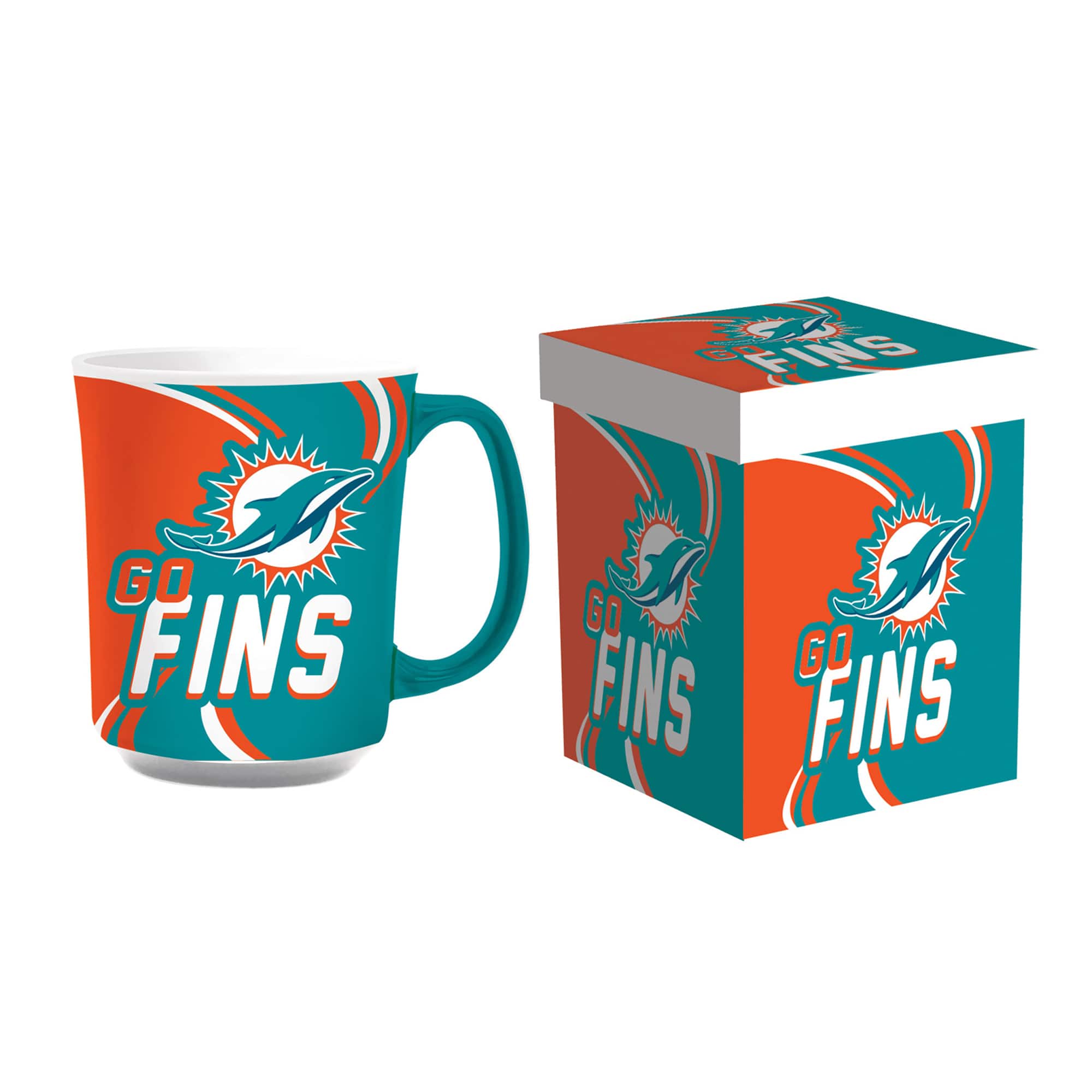 Evergreen Enterprises - Miami Dolphins 14oz. Ceramic Mug with Matching Box - Multicolor