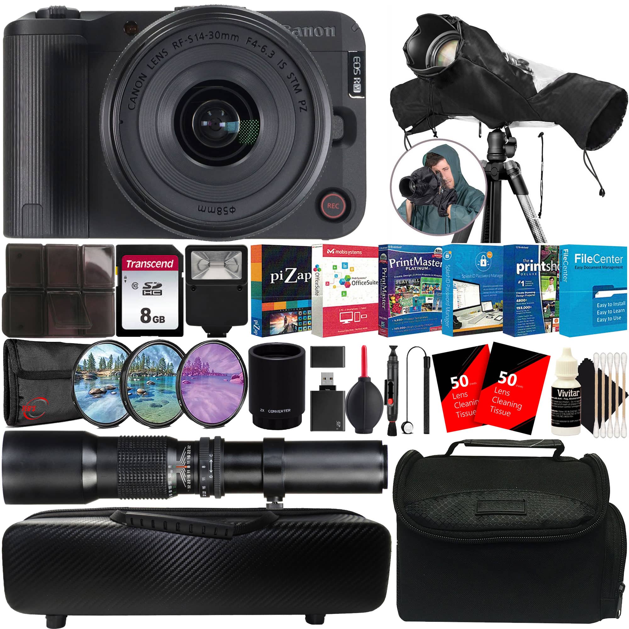 Canon - EOS R50 V Mirrorless Camera with RF-S 14-30mm f/4-6.3 Lens + Accessories - Black