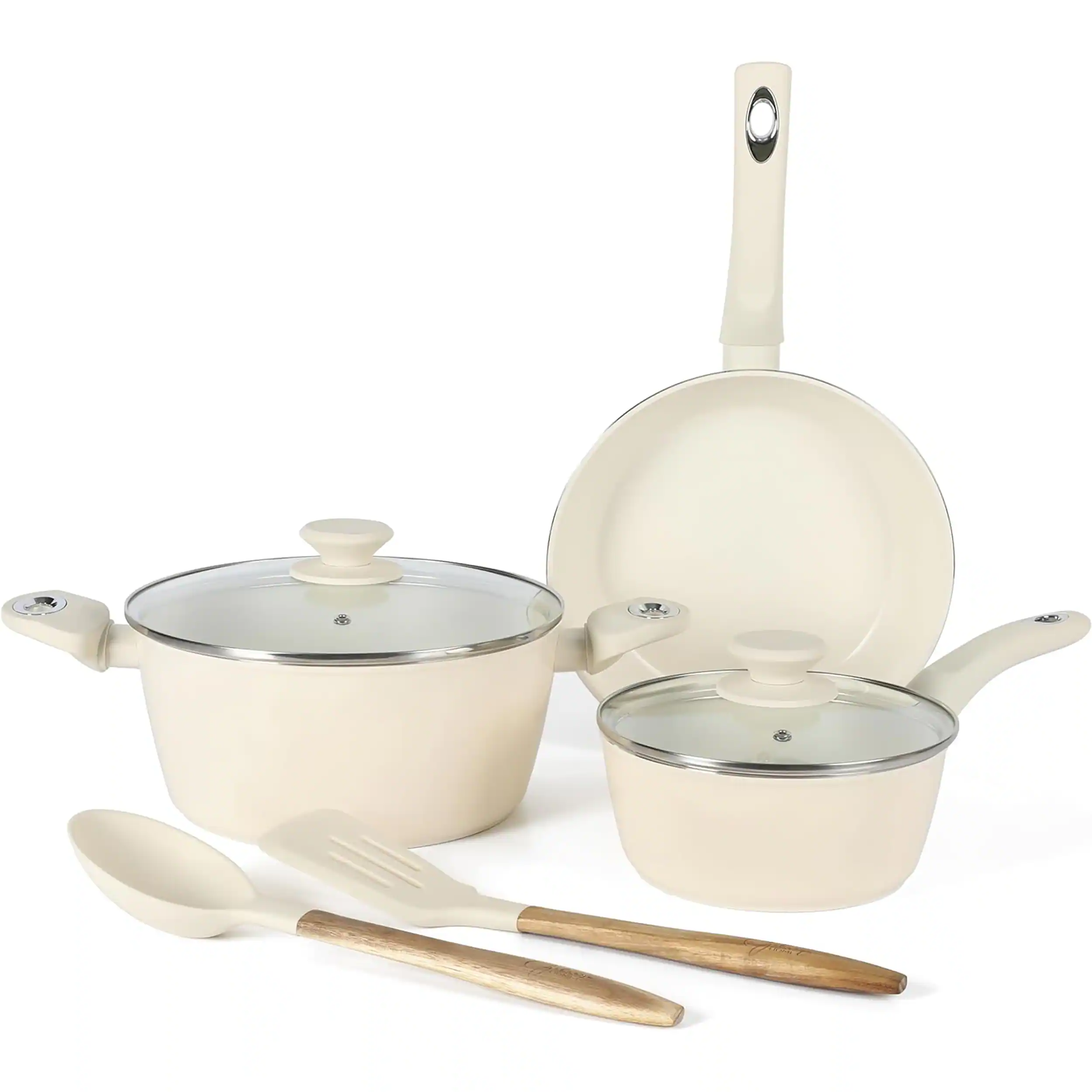 Gibson - Home Plaza Cafe 7 Piece Forged Aluminum Cookware Set - Linen