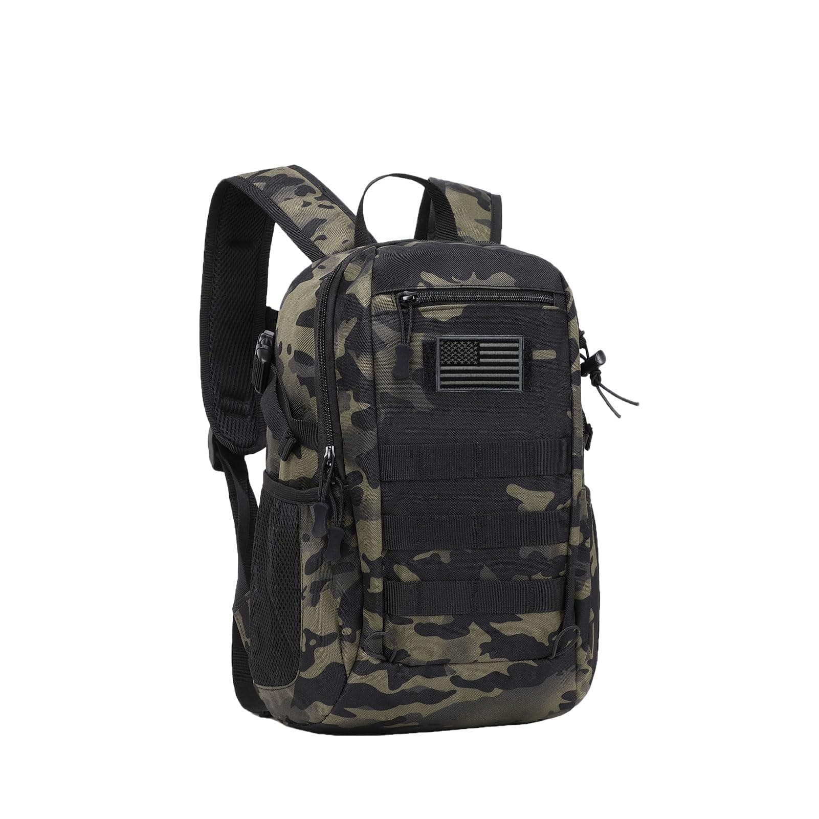 Stamp n Camp - 10l/20l Mini X-small Backpack Molle Daypack Gear Pack Camping Bag With Patch - Black Camo-20L