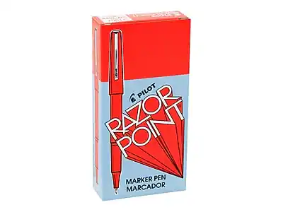 Pilot - Razor Point Marker Pens, Ultra Fine Point, Red Ink, Dozen (11007)