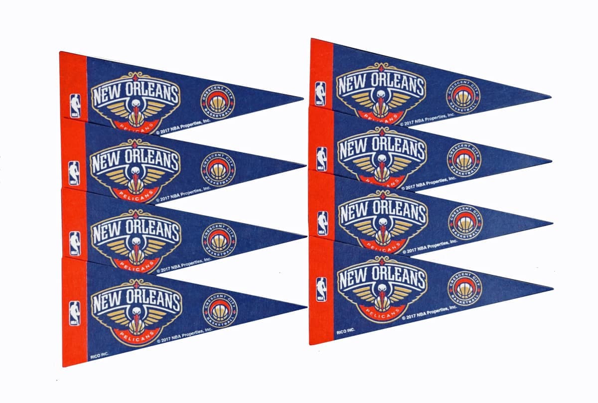 Rico Industries - New Orleans Pelicans NBA Pennant Set - Set of 8 Mini Pennants - Multi