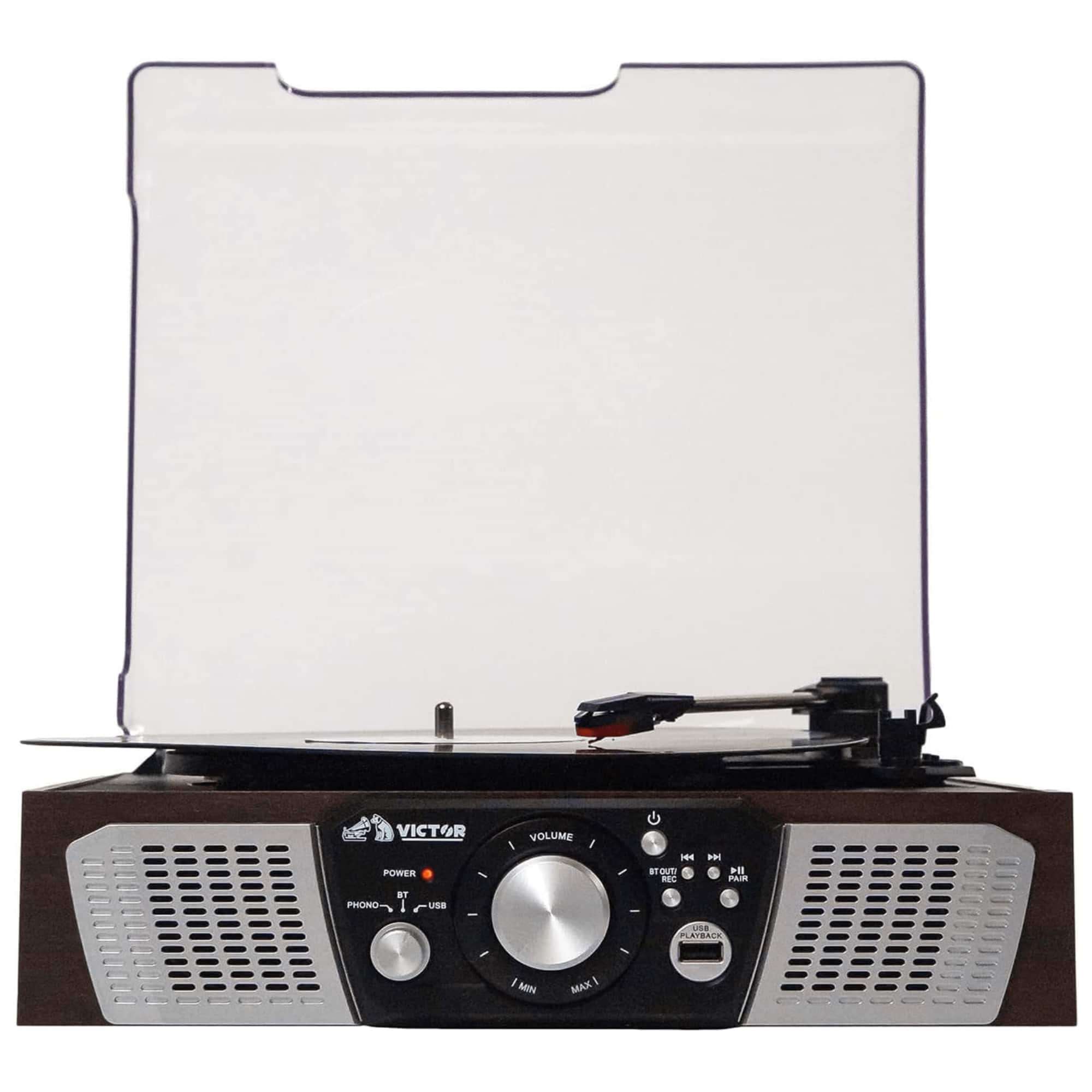 Victor Audio - Lakeshore 5-in-1 Hybrid Bluetooth Turntable System w USB and RCA Output - Espresso