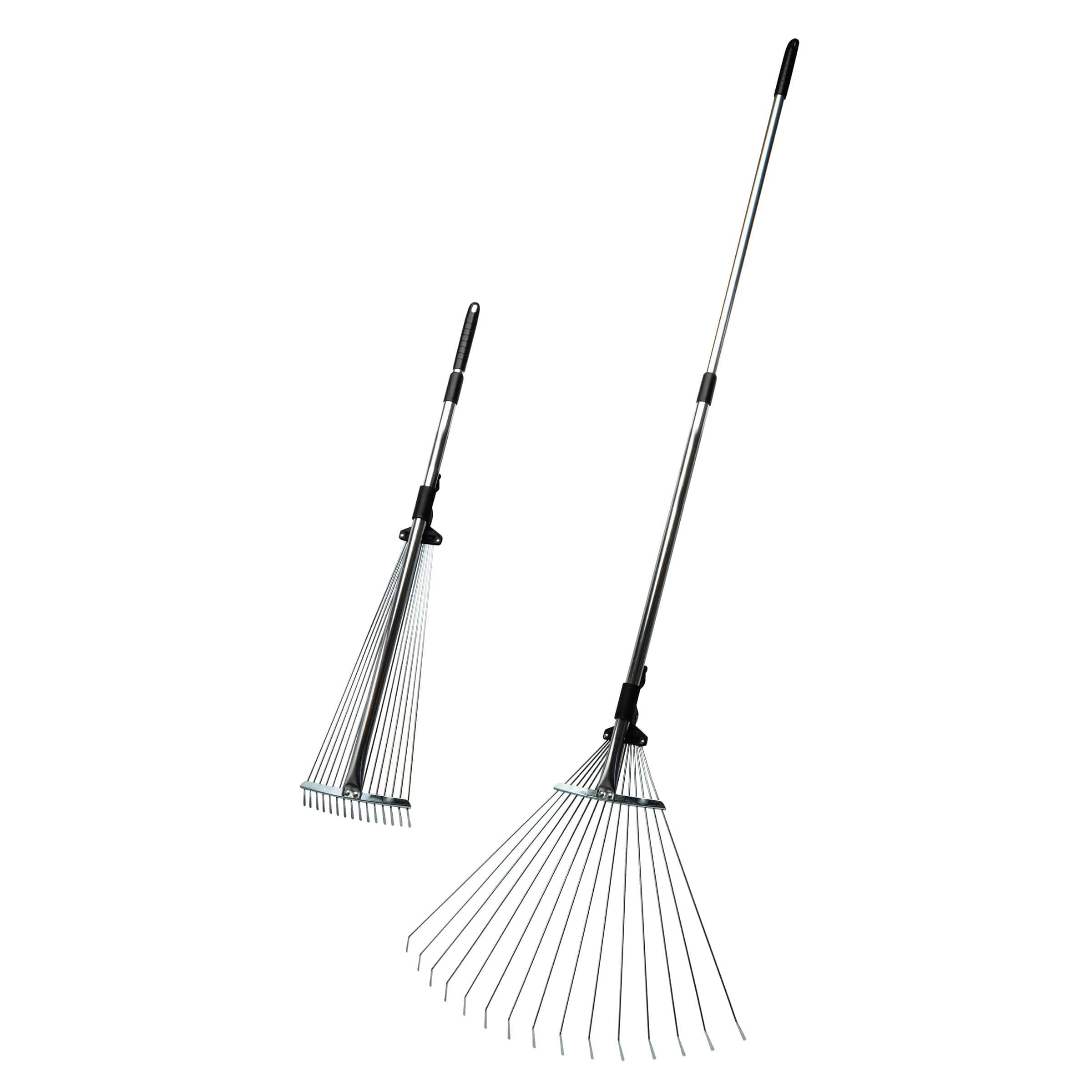 Kings County Tools - Adjustable Metal Leaf Rake - Silver and Black