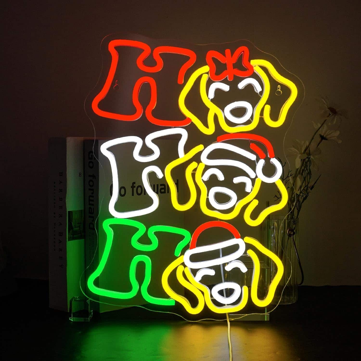 Auledio - HoHoHo Christmas Neon Sign LED Light Christmas Dog Signs Merry Christmas Neon Light Merry Christmas Light up Sign - Multicolour