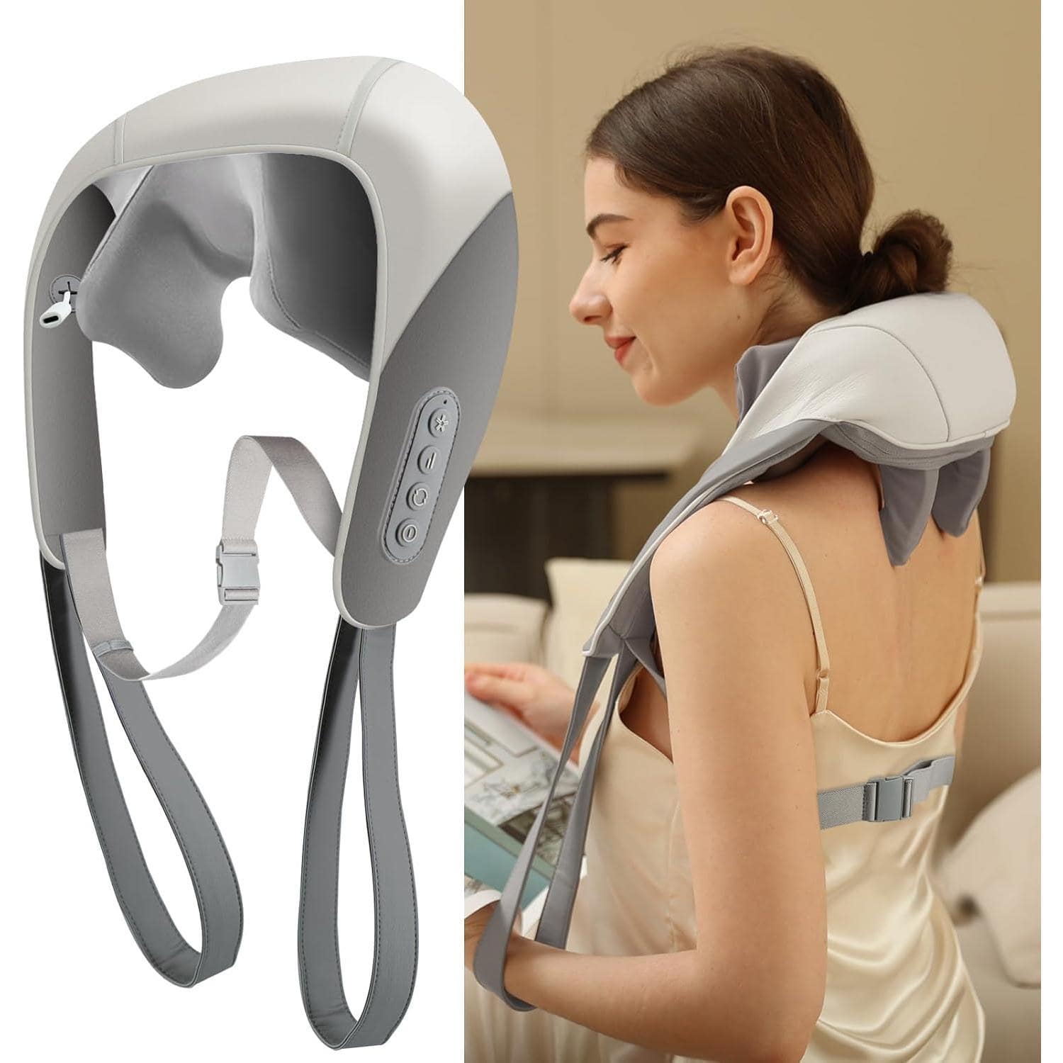 The Best Inks - Shiatsu Neck and Shoulder for - 5D Cordless Kneading Massage With Heat Traps Deep Tissue Electric Gifts Women Men Mom - Default