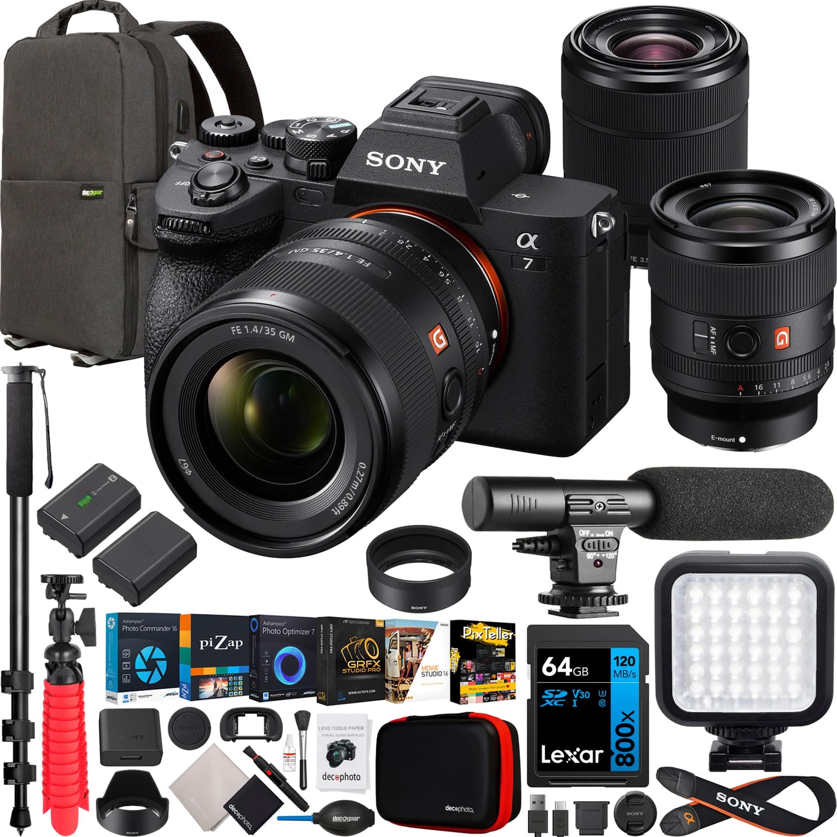 Sony - a7 IV Full Frame Mirrorless Camera + FE 35mm F1.4 GM + 28-70mm 2 Lens Kit Bundle