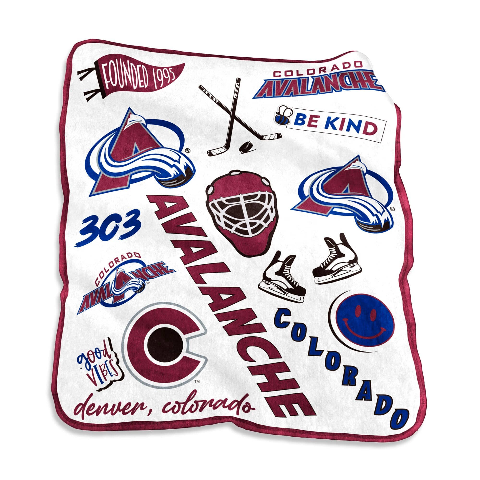 Logo Brands - Colorado Avalanche 50'' x 60'' Native Raschel Plush Throw Blanket - Multicolor