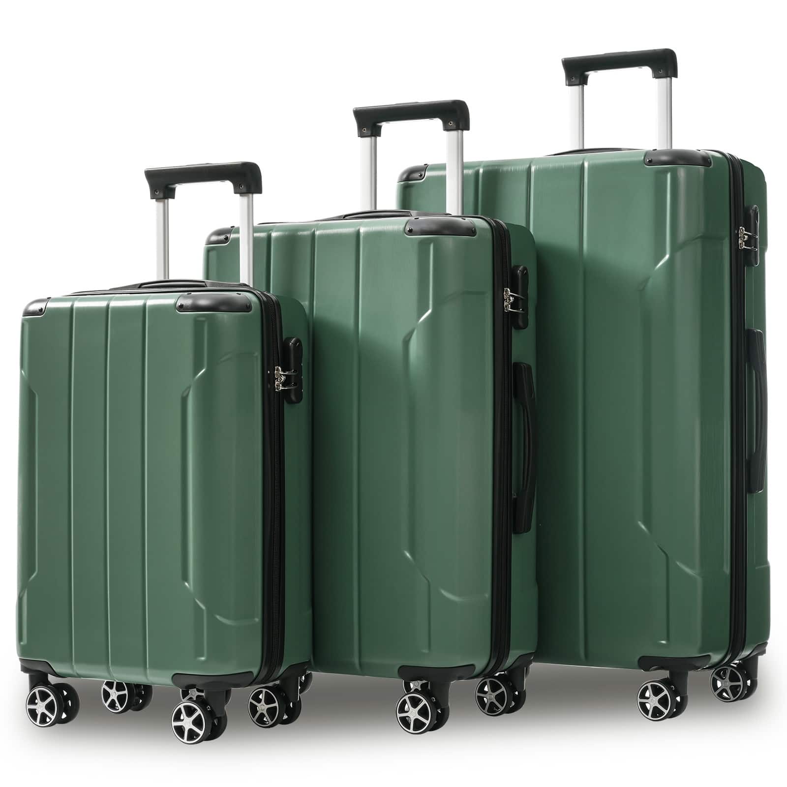 Chateau Abodes - Luggage Sets 3 Piece, Expandable Hard shell ABS Suitcases Travel luggage Set with TSA Lock (20"/24"/28") - Green