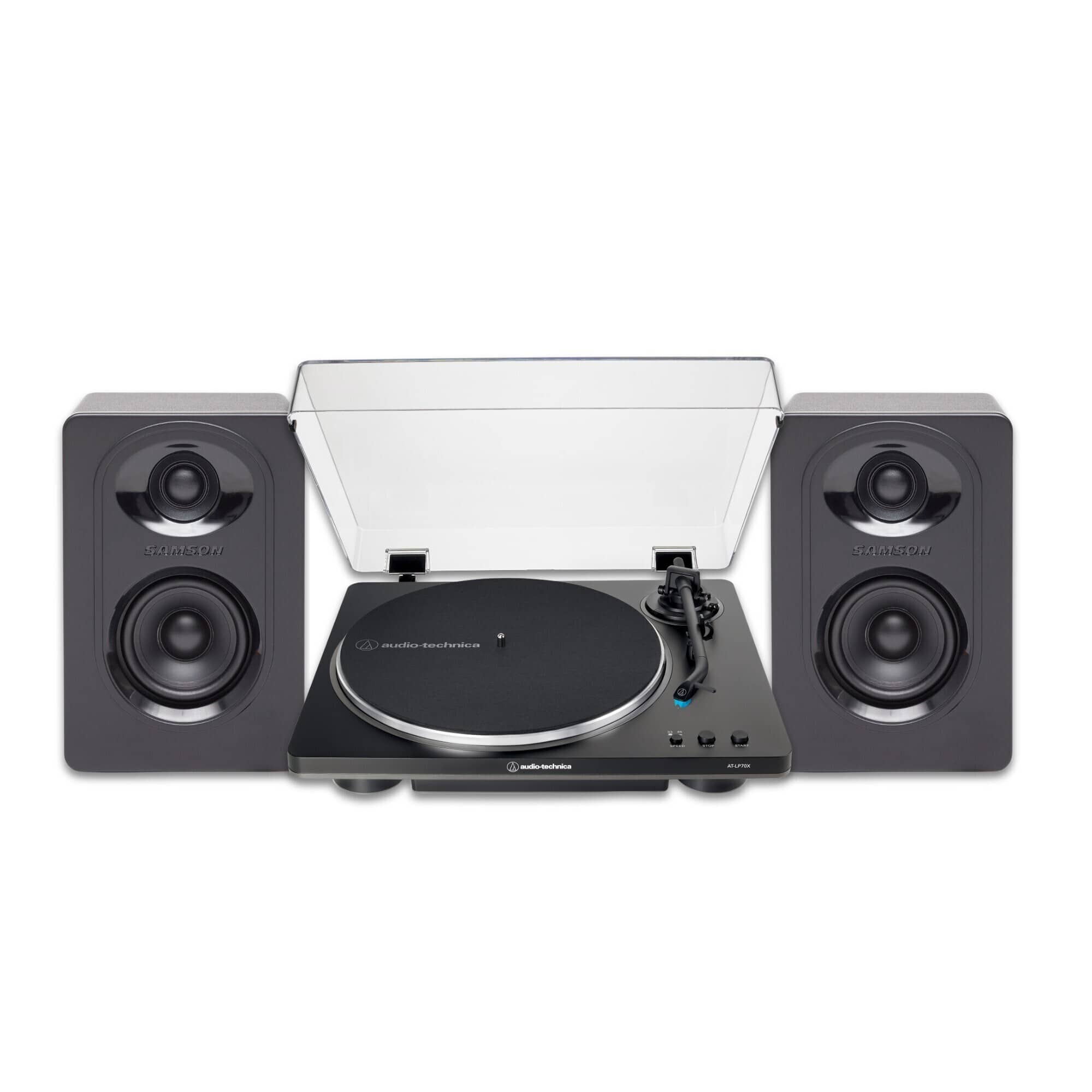 Audio-Technica - AT-LP70X-BG Fully Automatic Belt-Drive Turntable (Black/Gray) Kit