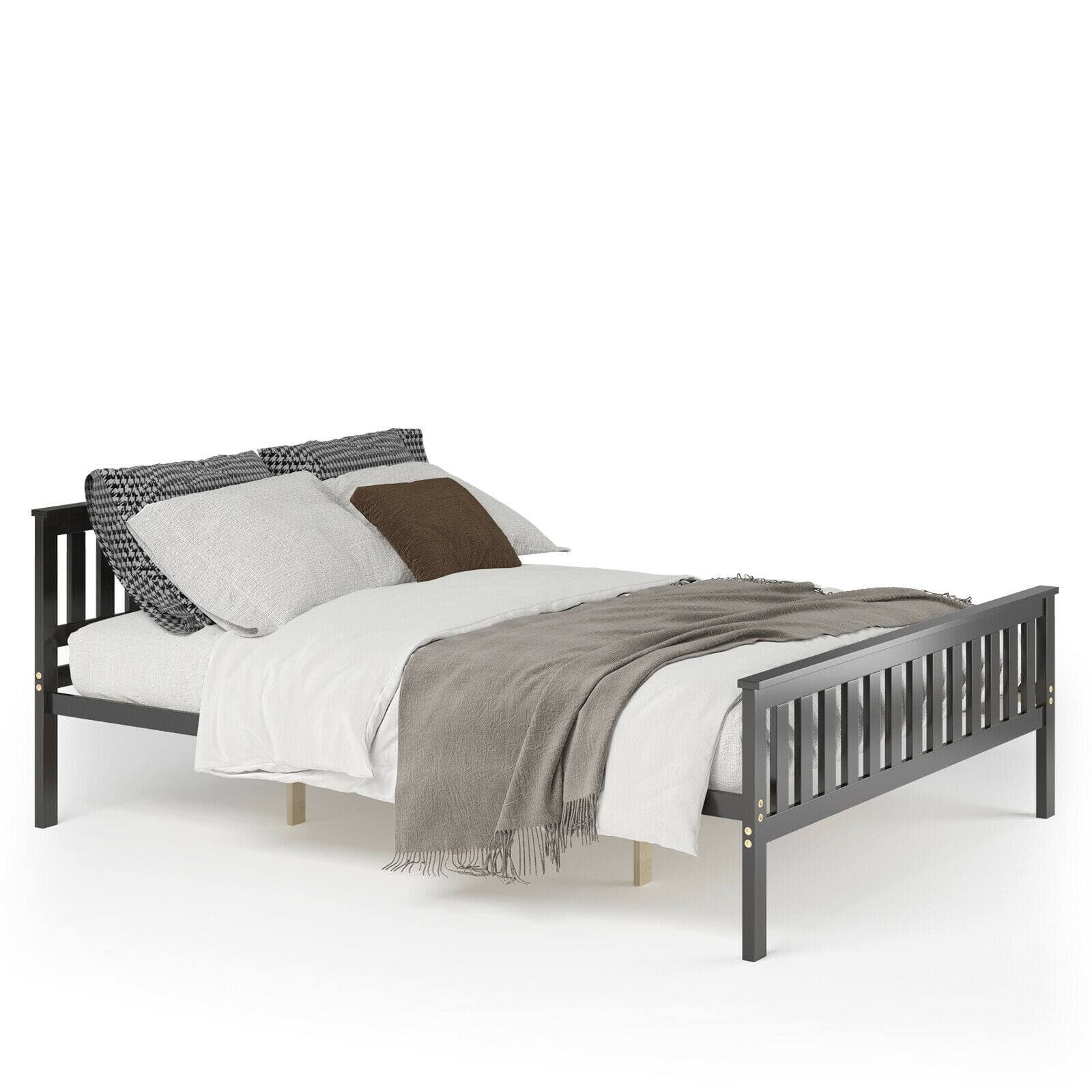 Ecooso - Queen Wood Platform Bed Frame with Headboard for Modern Bedroom - Black