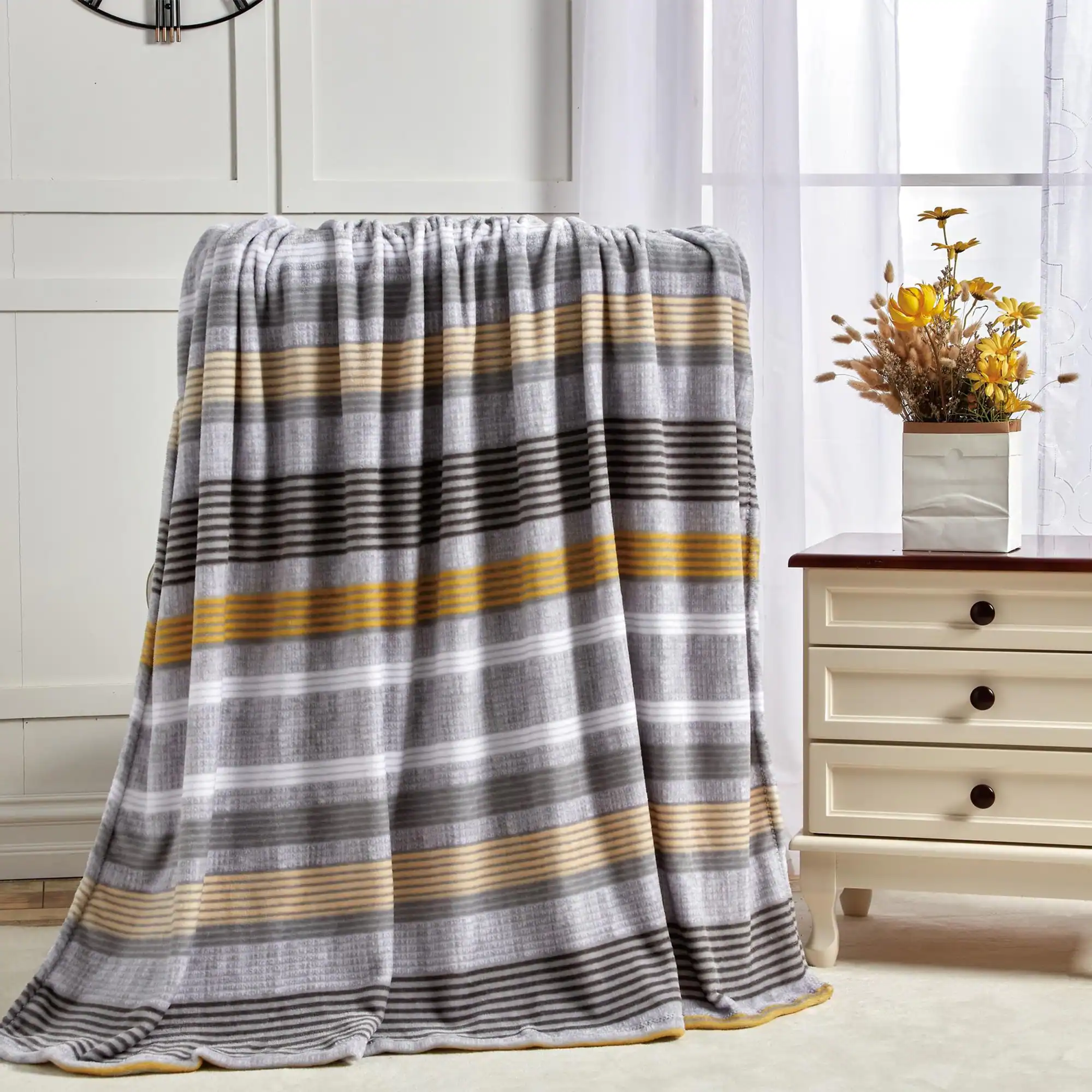 Noble House - Plazatex Brea Micro plush Decorative All Season Color 50" X 60" Throw Blanket - Multi