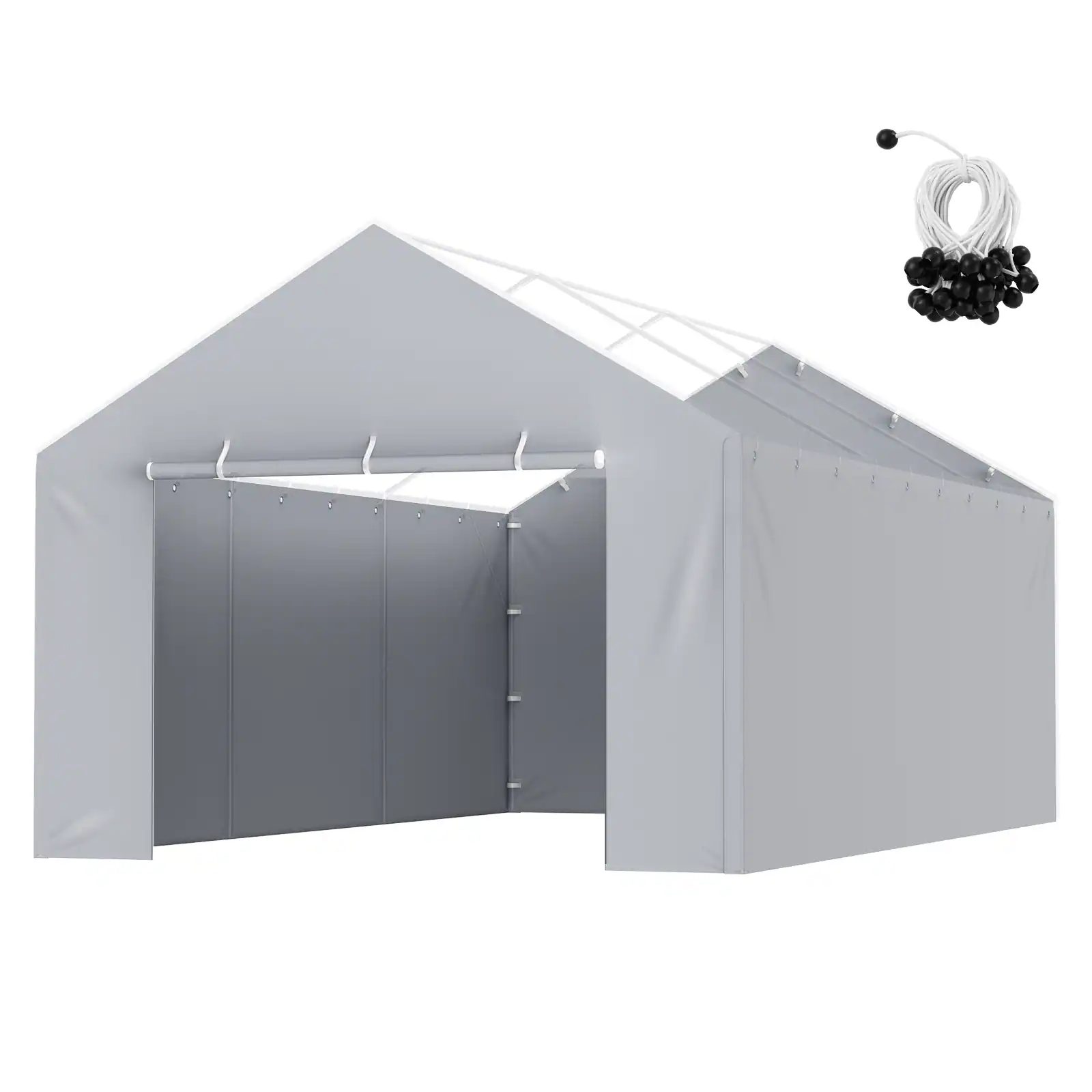 VEVOR - Carport Replacement Canopy Cover Side Wall 12 x 20 ft, Garage Tent Shelter Tarp Heavy-Duty Waterproof & UV Protected - Gray