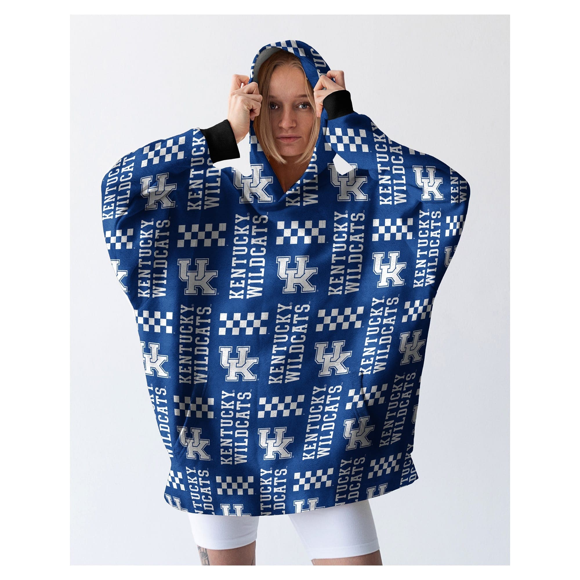 Pegasus - Kentucky Wildcats Homefield Repeat Logo Wearable Hooded Blanket - Multicolor