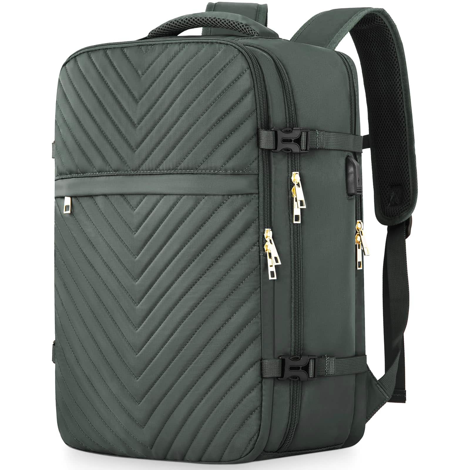 Cozy Serene - Carry On Backpack For Women Flight Approved Large Travel Laptop Water Resistant Luggage Bag Weekender Business Black-1 - Olive Green-Large