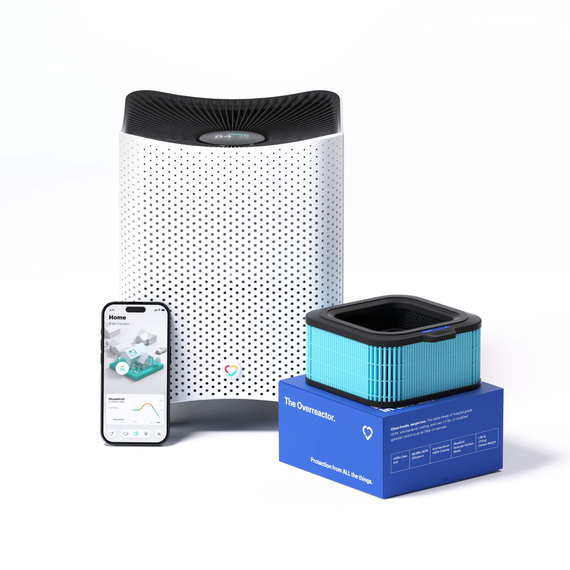 Mila - Air Purifier with Overreactor Filter - White