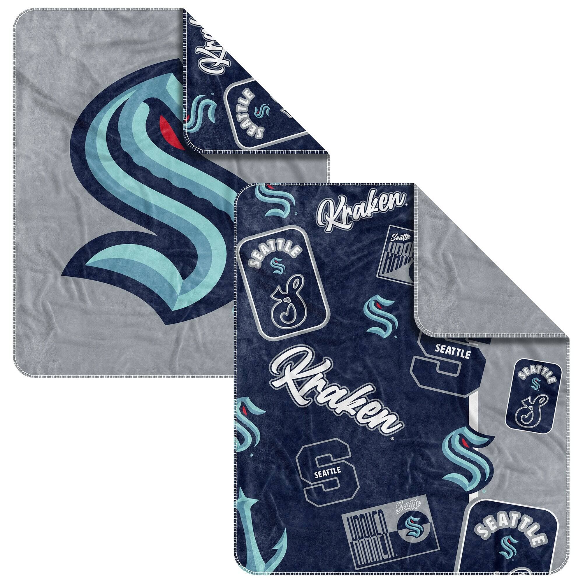 Logo Brands - Seattle Kraken 50- x 60- Dream Weave Throw Blanket - Navy