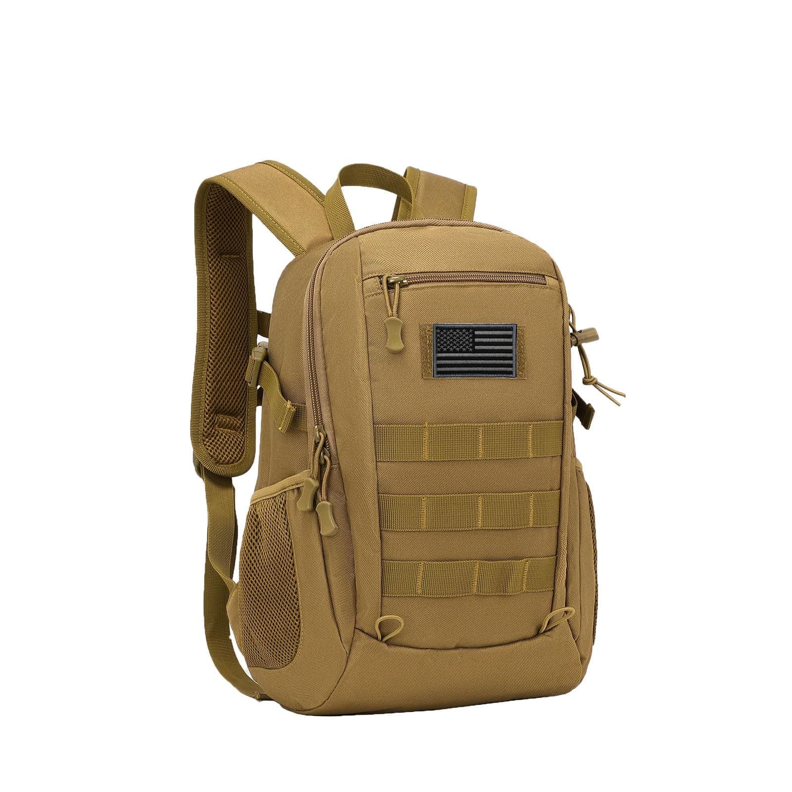 Stamp n Camp - 10l/20l Mini X-small Backpack Molle Daypack Gear Pack Camping Bag With Patch - Brown-10L