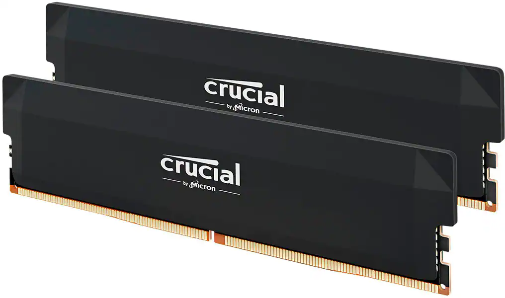 Crucial - Pro OC Gaming 32GB (2x16GB) DDR5 6400MHz C38 UDIMM Intel XMP 3.0 & AMD EXPO Desktop Memory - Black