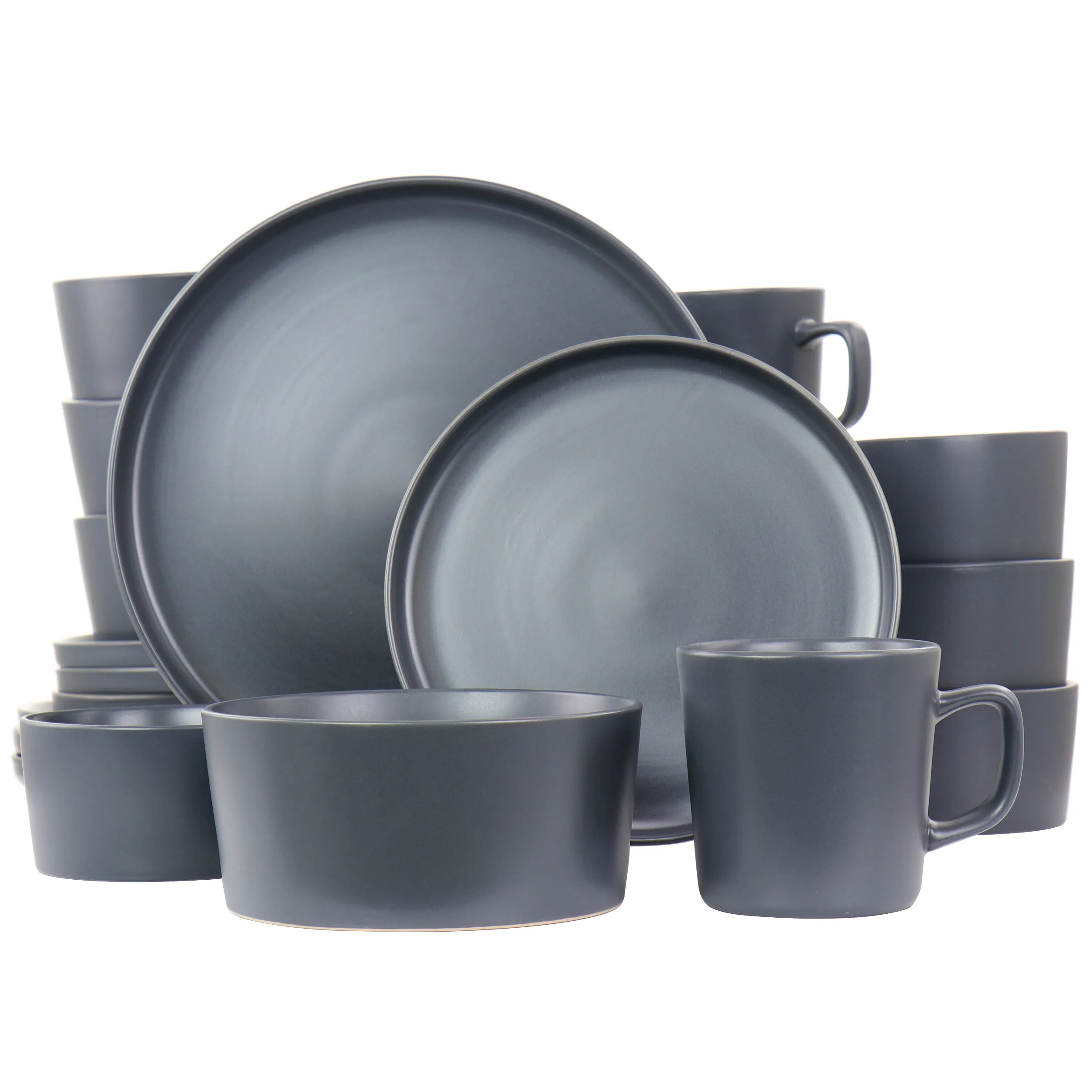 Elama - Luxmatte Dark Grey 20 Piece Dinnerware Set - Dark Gray