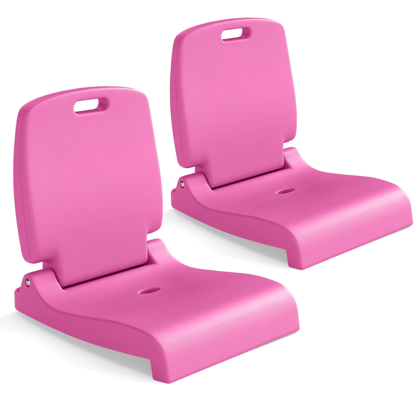 Gymax - 2PCS Poolside Chairs for Edge of Pool Foldable Outdoor Pool Chair - Pink
