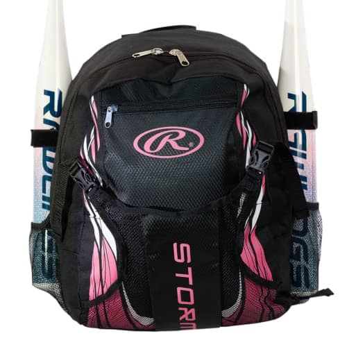 Stamp n Camp - | Storm Backpack Equipment Bag Girls T-Ball/Youth Baseball & Softball Multiple Colors - Black and Pink
