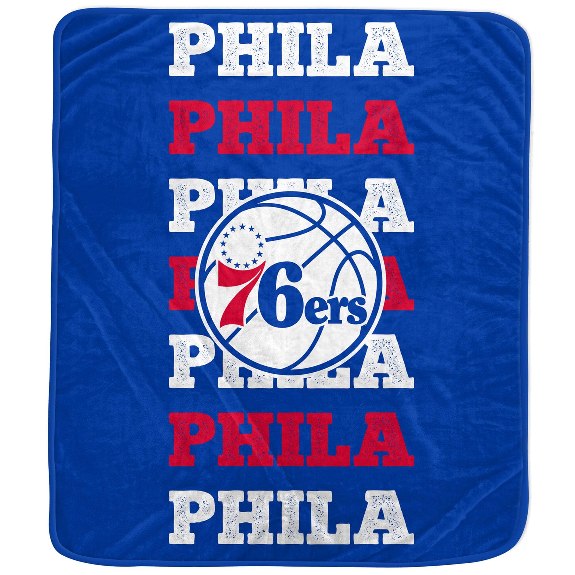Pegasus - Philadelphia 76ers 60'' x 70'' Logo Wordmark Plush Blanket - Multicolor