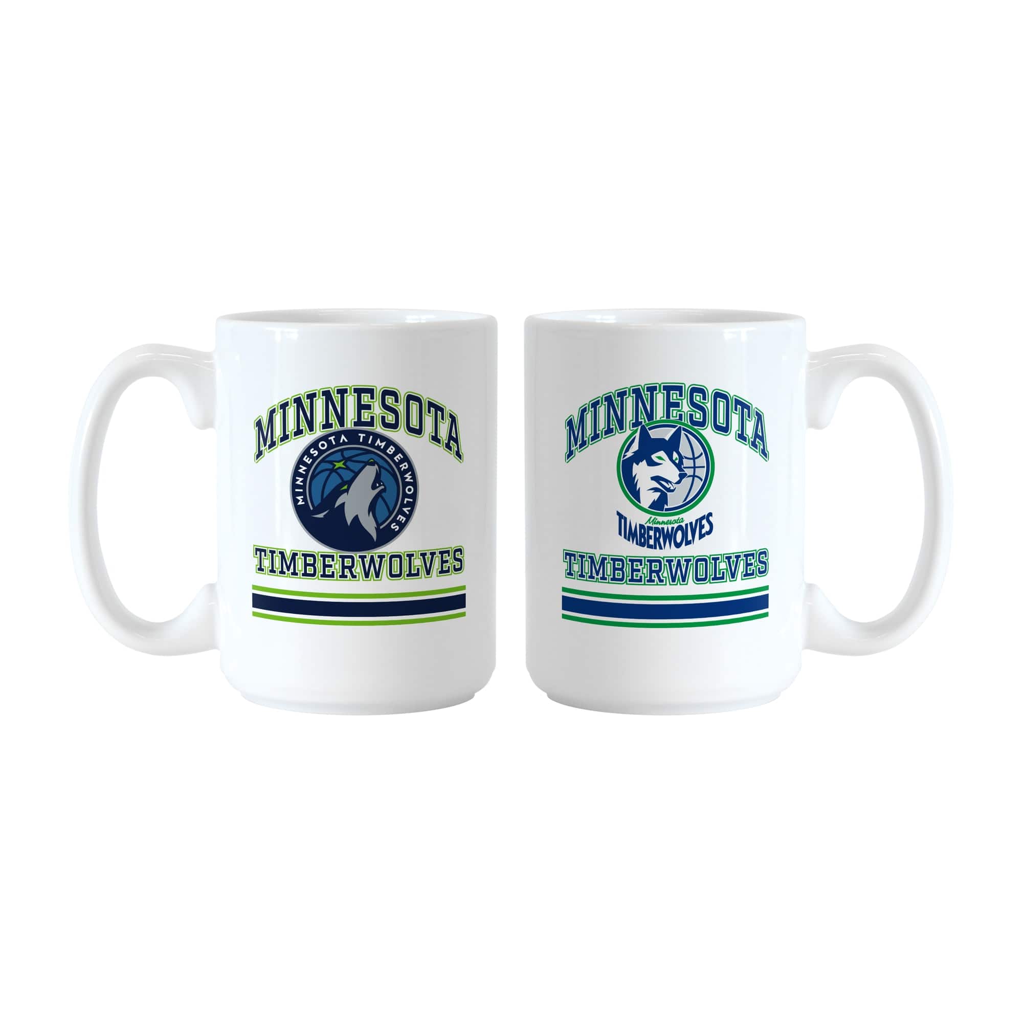 Logo Brands - Minnesota Timberwolves 15oz. Current & Throwback Mug Set - Multicolor