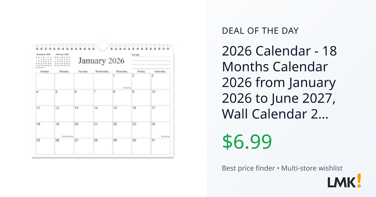 2026 Calendar - 18 Months Calendar 2026 from January 2026... | LMK.today