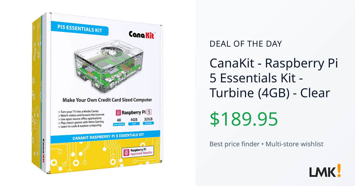 CanaKit - Raspberry Pi 5 Essentials Kit - Turbine (4GB) -... | LMK.today