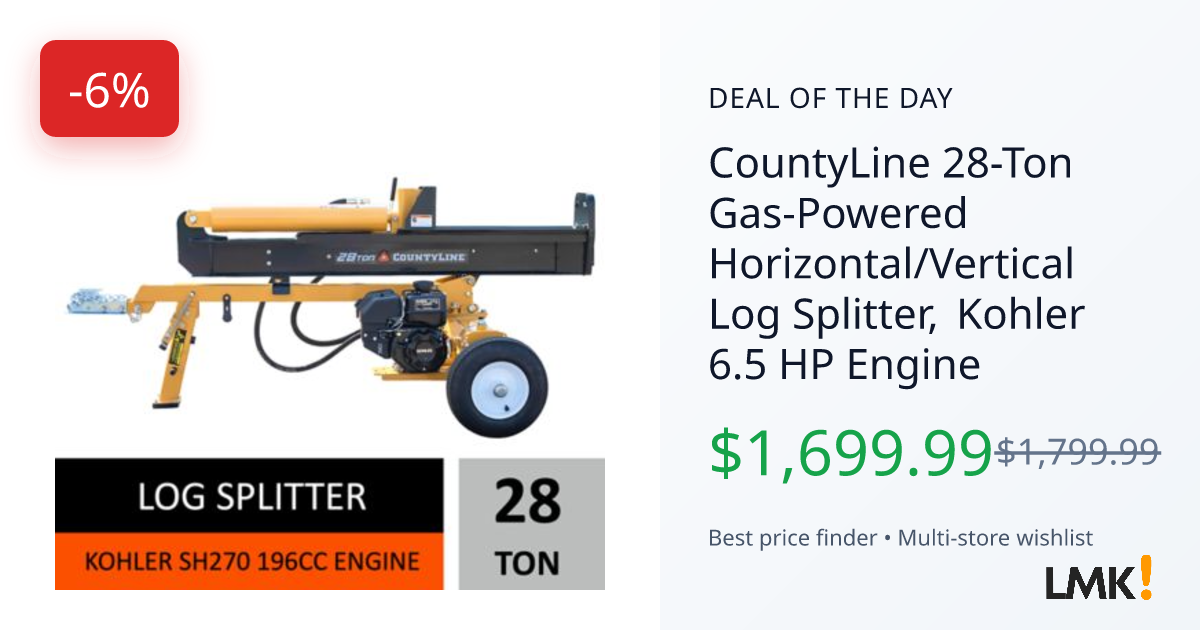 CountyLine 28-Ton Gas-Powered Horizontal/Vertical Log Spl... | LMK.today