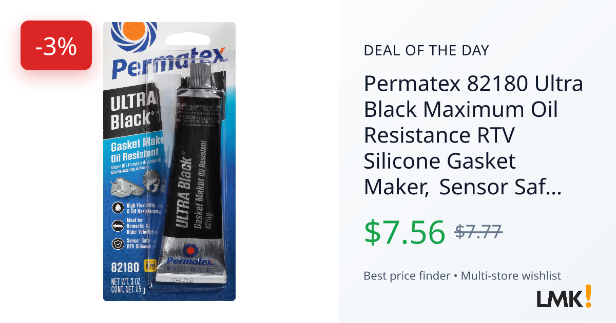 Permatex 82180 Ultra Black Maximum Oil Resistance RTV Sil... | LMK.today