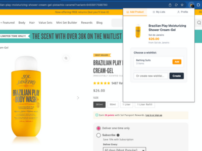 Product detection screenshot showing LMK.today extension detecting product on a website